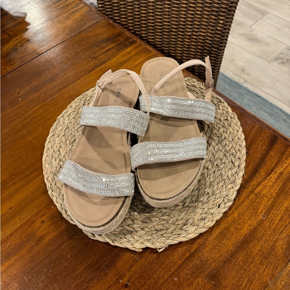 Torrid beige Rhinestone platform - 13 WW sandals - Picture 2 of 2